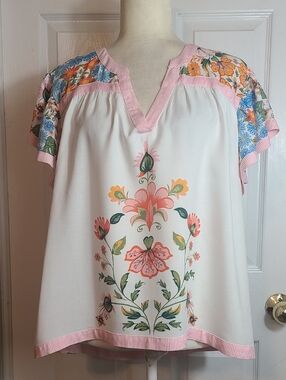 Cato Floral and Stripes Blouse